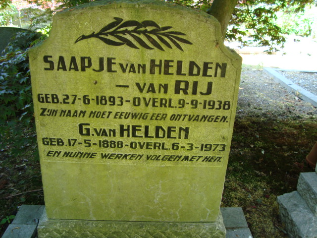 1893-06-27 Saapje van Rij / 1888-05-17 Gerrit van Helden / 1919-10-21 Jacob Leendert van Helden / 1921-11-26 Frederik Wilhelm van Helden / 1923-06-10 Gerrit van Helden