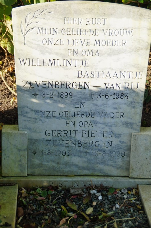 1899-02-03 Willemijntje Bastiaantje van Rij / 1903-08-01 Gerrit Pieter Zevenbergen