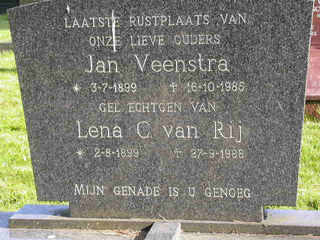 1899-07-03 Jan Veenstra / 1899-08-02 Lena Cornelia van Rij